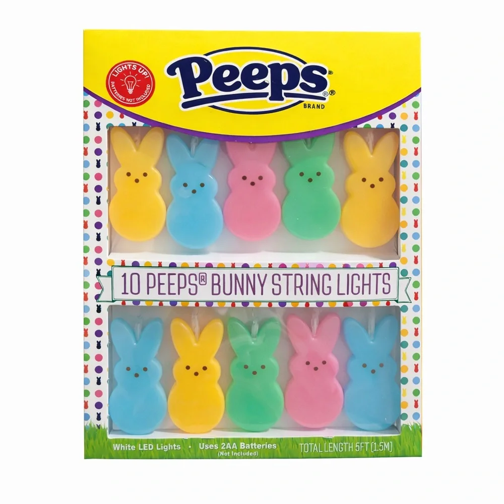 PEEPS Multicolor Bunny String Lights - 10 Peeps NIB